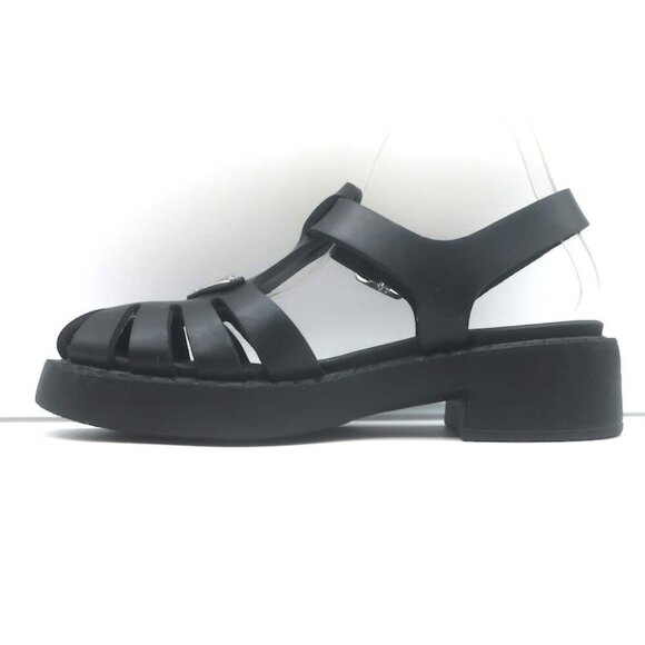 Prada Soft Cage Rubber Fisherman Sandals Black Size 35 - Picture 11 of 16